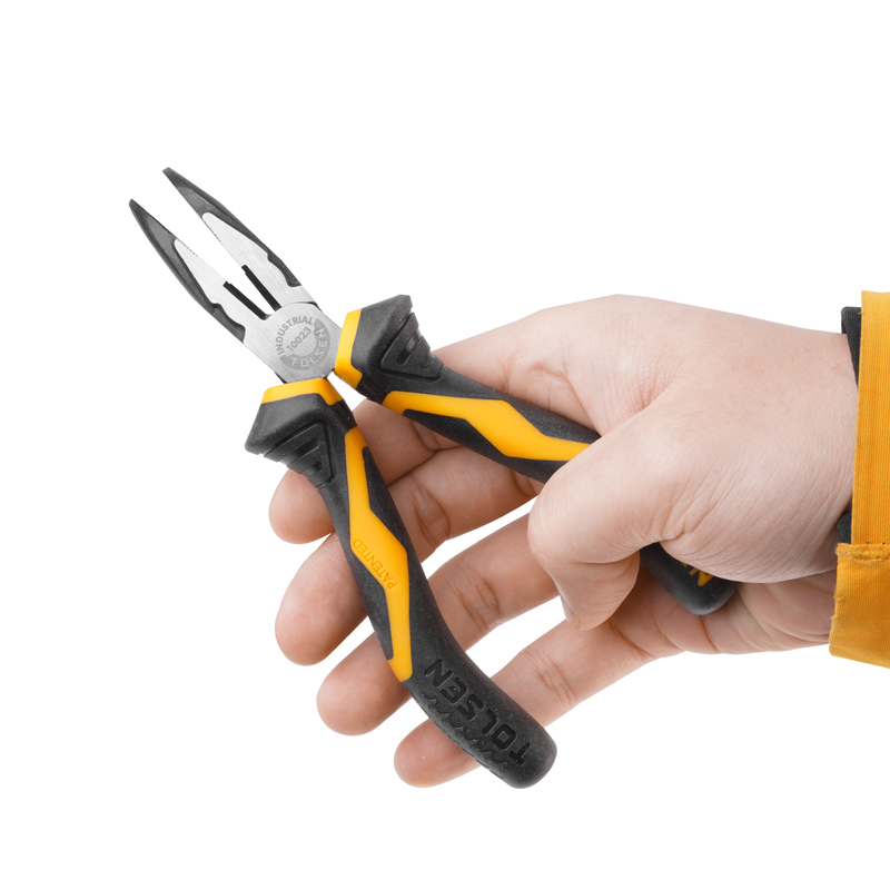 Tolsen 160mm Bent Nose Pliers GRIPPro Series – Industrial Hand Tool with Two-Component Handle