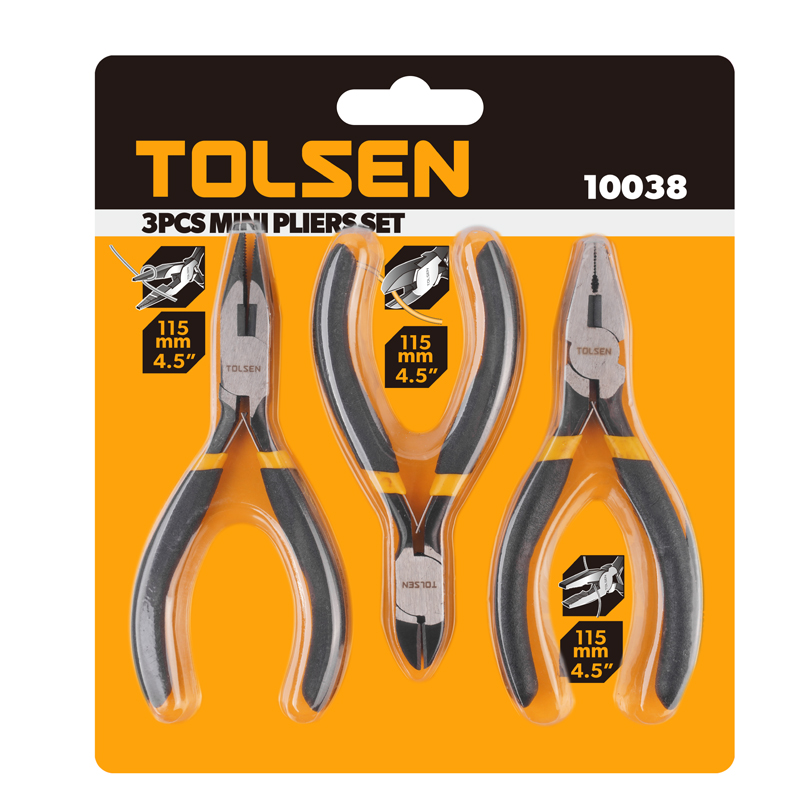 Tolsen 3PCS Mini Pliers Set - Durable and Versatile Industrial Tool