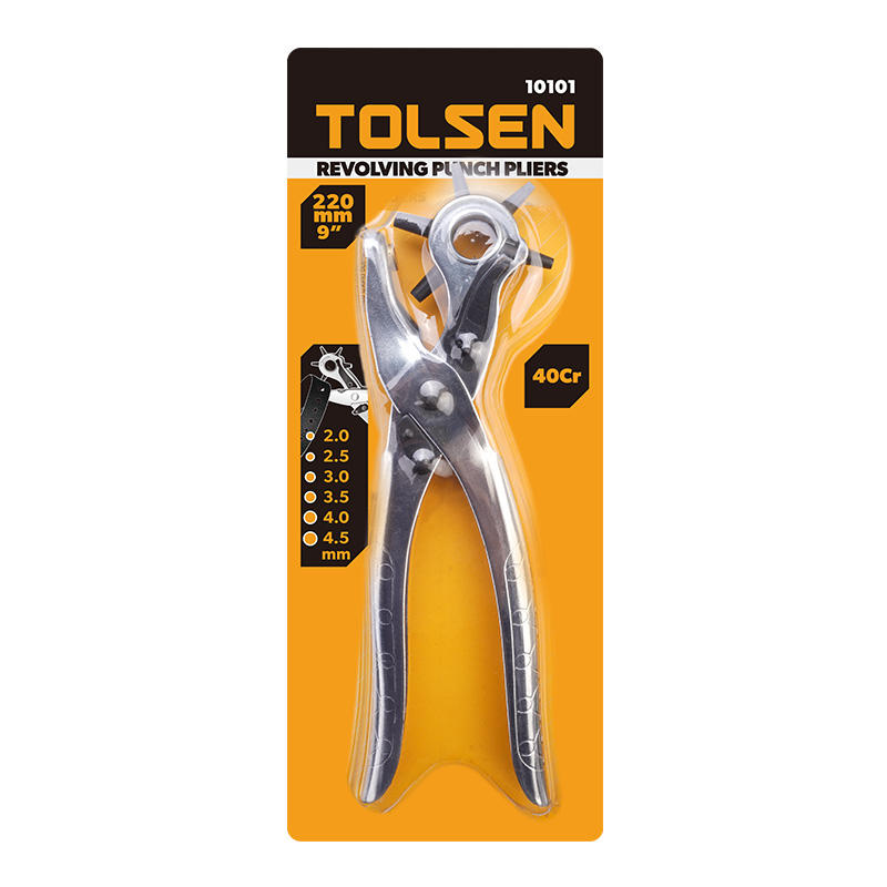 Tolsen Revolving Punch Pliers 220mm TOL10101 – Chrome-Plated Leather Hole Punch Tool