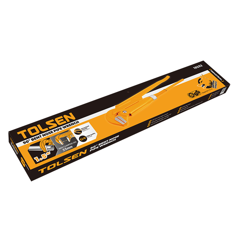 Tolsen 90° Bent Nose Pipe Wrench - Durable and Versatile Industrial Tool