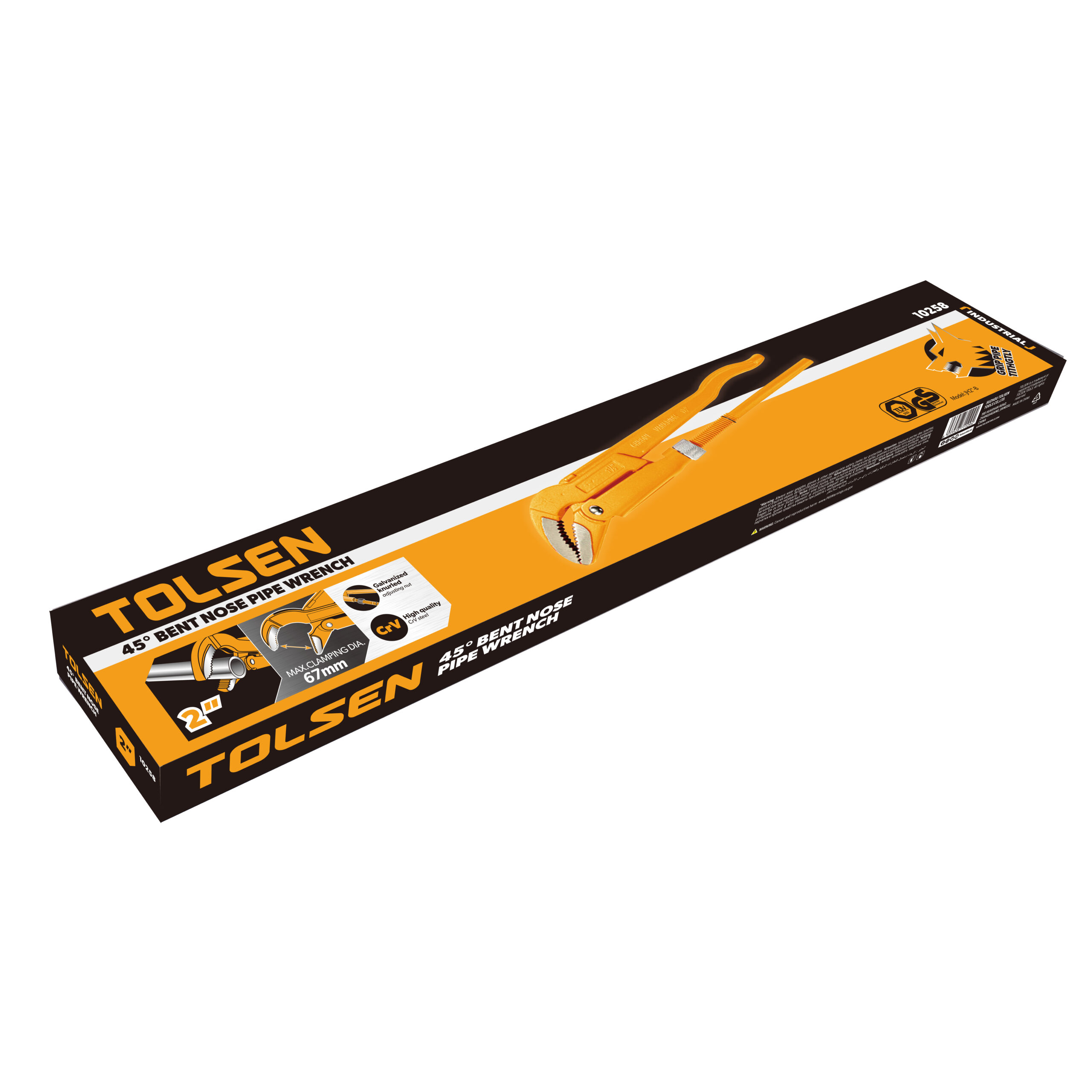 Tolsen 90° Bent Nose Pipe Wrench - Durable and Versatile Industrial Tool