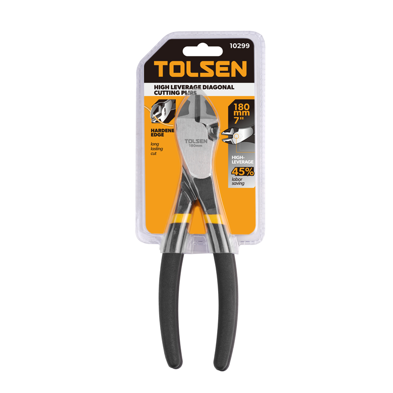 Tolsen High Leverage Diagonal Cutting Pliers - 180mm, Black Finish