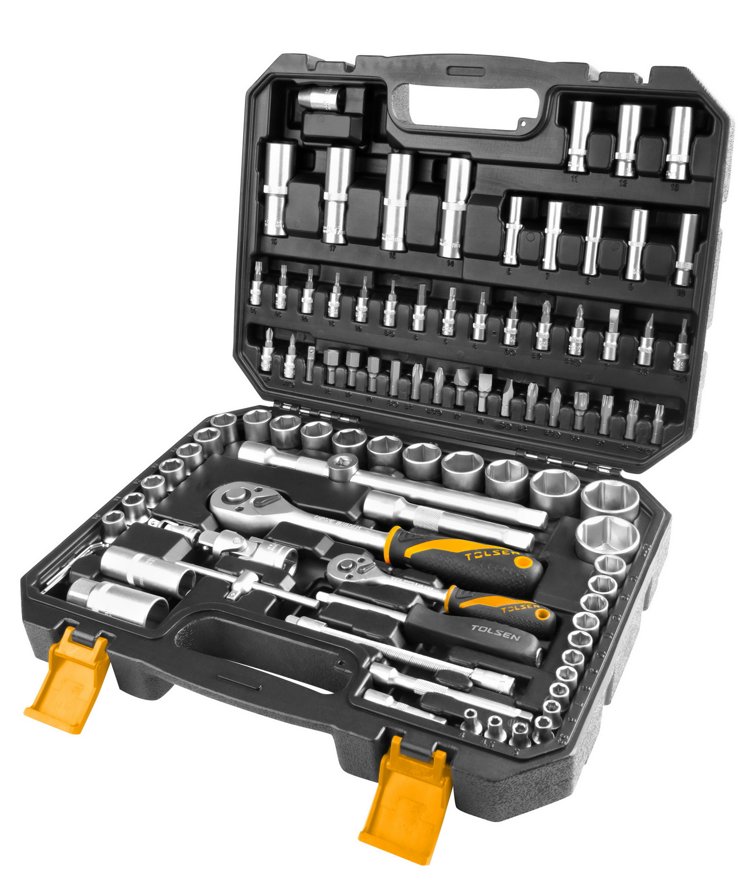 Socket Set 1/4" 4-14mm & 1/2" 10-32mm 94Pc Indust. TOLSEN - Image 2