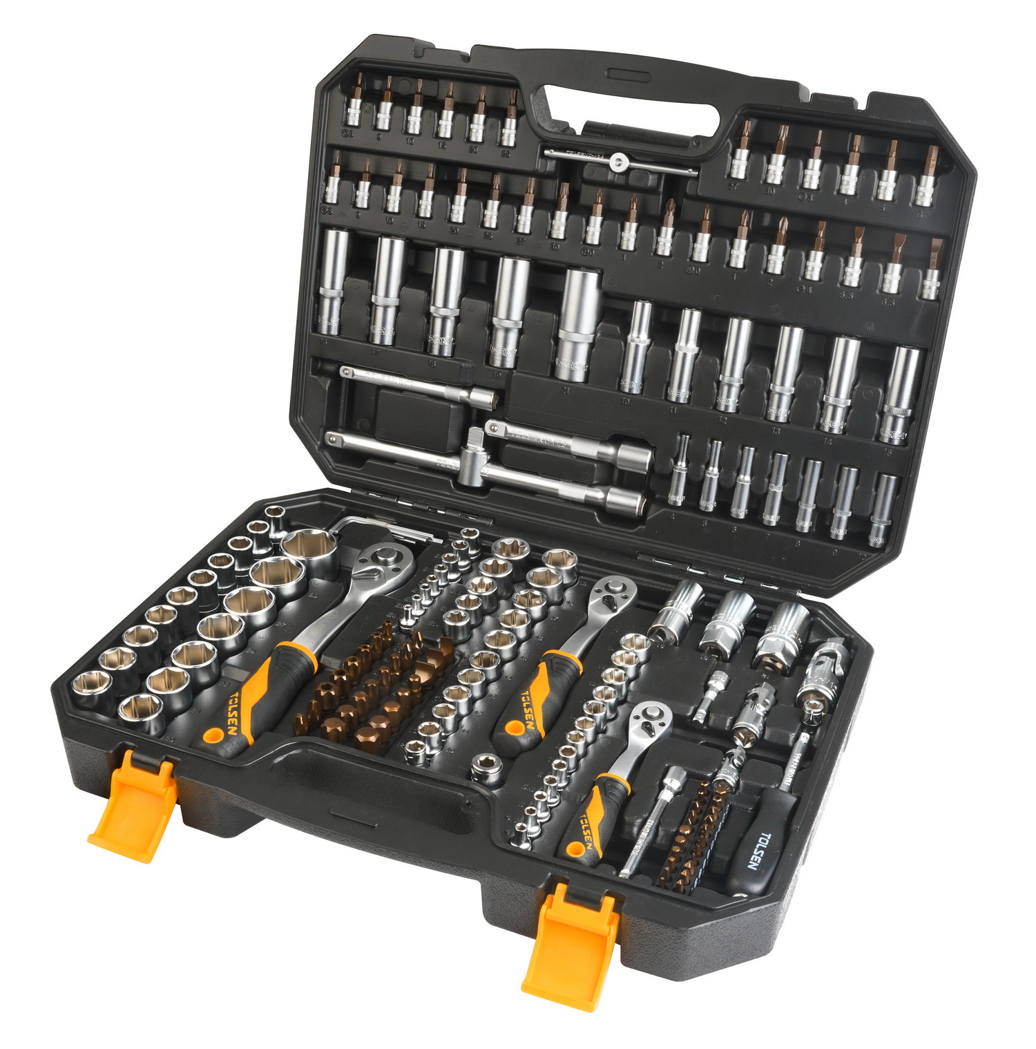 Socket Set 1/4" 4-14mm -1/2" 10-32mm-3/8 10-19mm 175Pc Indust. TOLSEN - Image 2