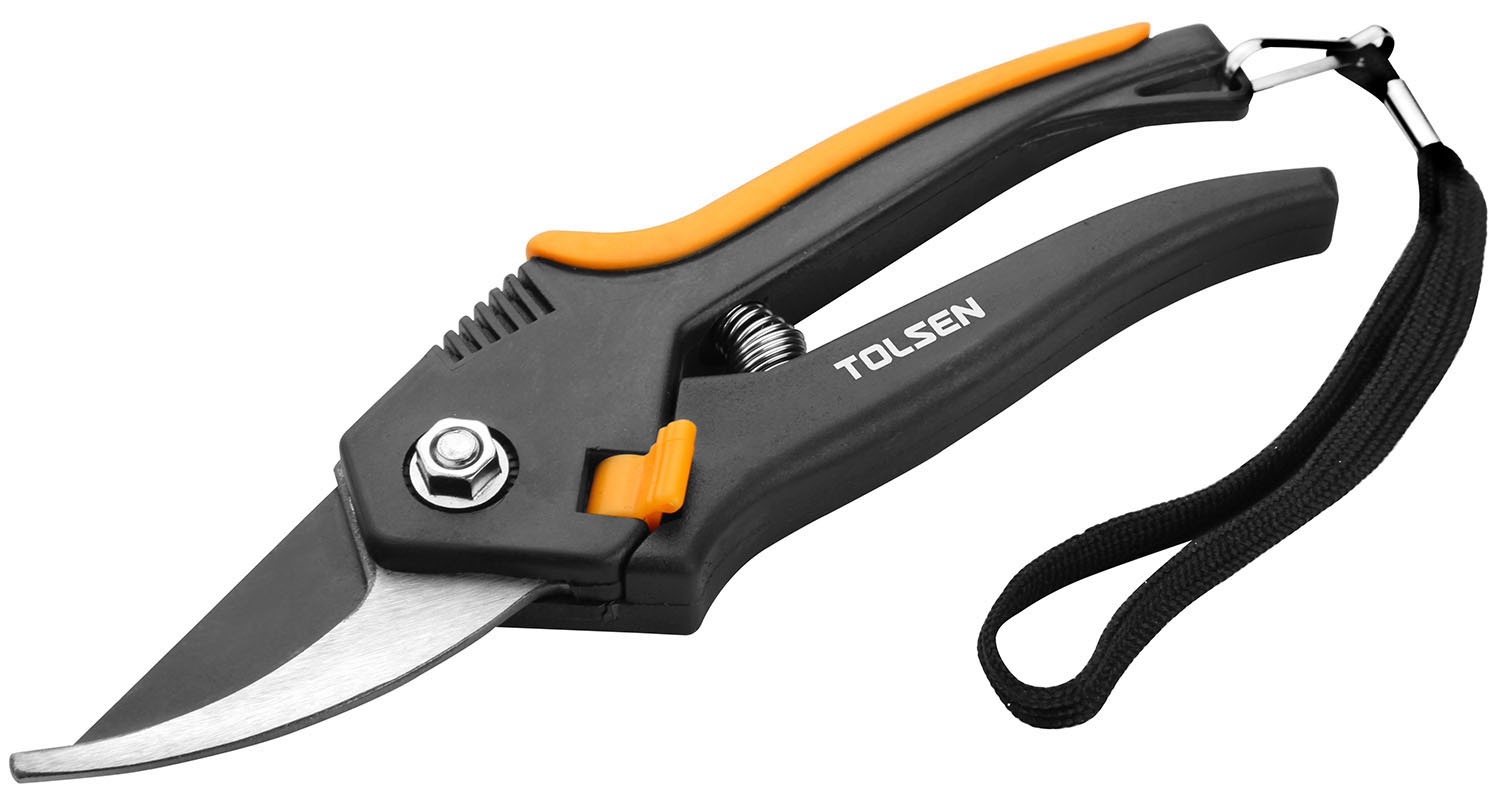 Tolsen Bypass Pruning Shear with a sharp 65Mn steel blade and ergonomic handle.
