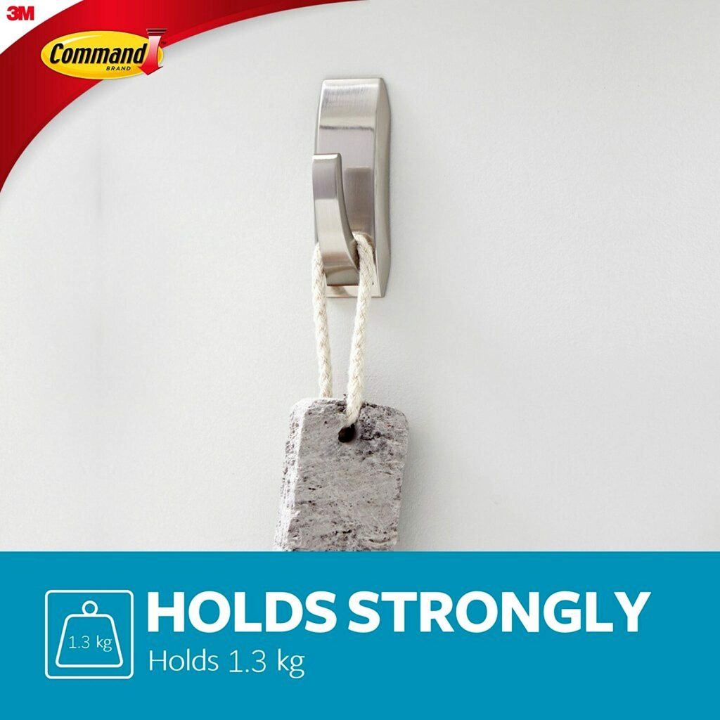Command™ Bath Medium Modern Reflections Satin Nickel Metal Hook MTMR02BN-B