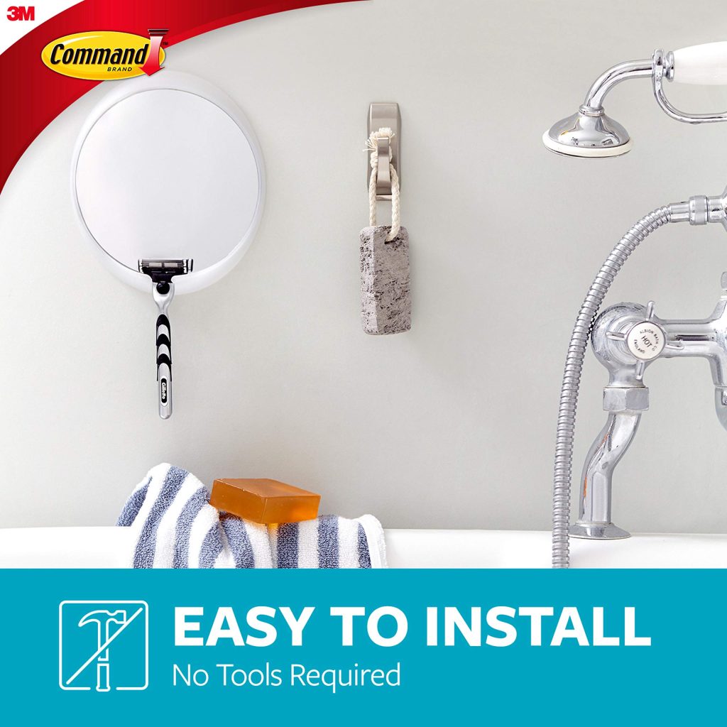 Command™ Bath Medium Modern Reflections Satin Nickel Metal Hook MTMR02BN-B