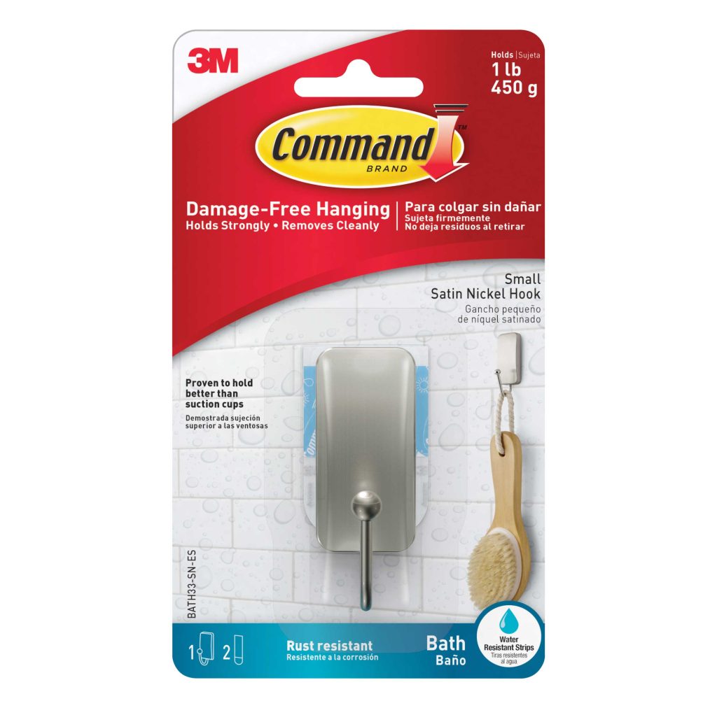 Command™ Bath Command Bath Small Hook Satin Nickel MTBath33-33 by 3M – Damage-Free Hanging