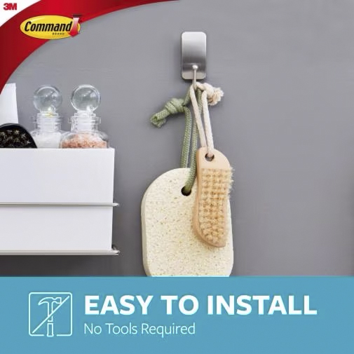Command™ Bath Small Hook Satin Nickel Bath33-33