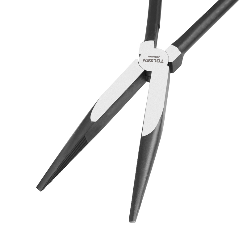 Straight Long Reach Pliers (TOL10291) with serrated jaws and comfortable handle