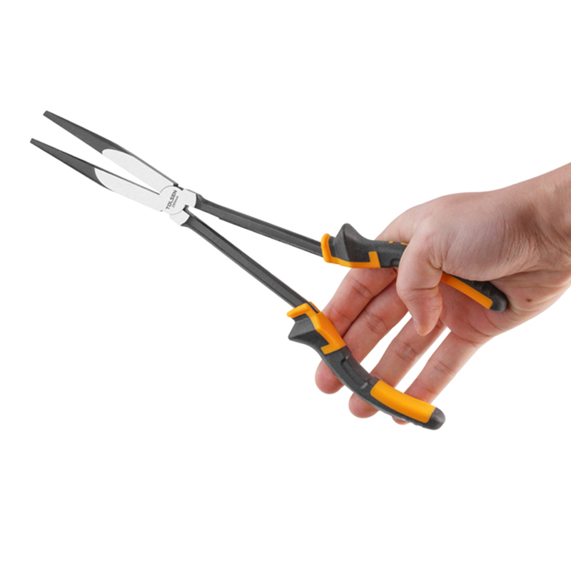 Straight Long Reach Pliers (TOL10290) with serrated jaws and comfortable handle