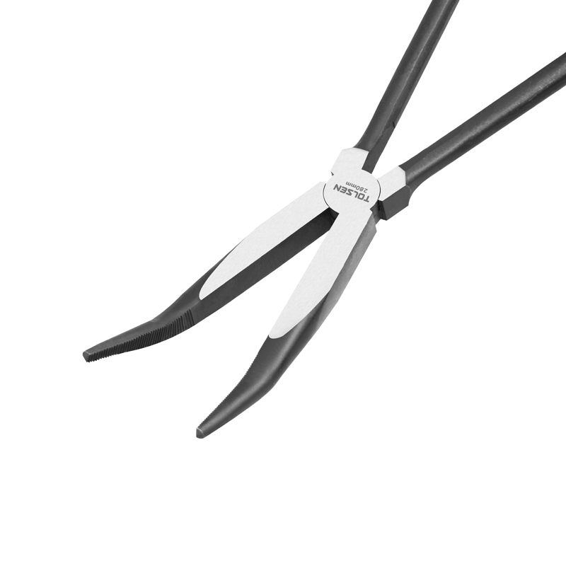 45-Degree Long Reach Pliers with serrated jaws and comfortable handle