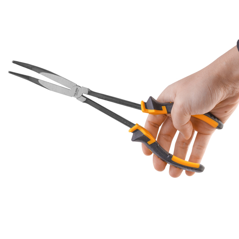 45-Degree Long Reach Pliers with serrated jaws and comfortable handle