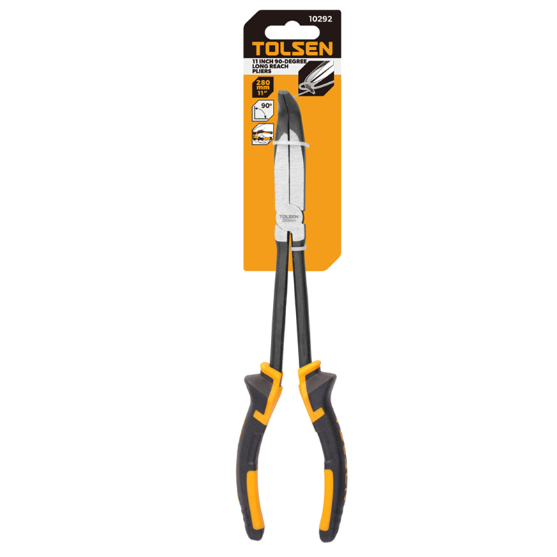 90-Degree Long Reach Pliers with serrated jaws and comfortable handle
