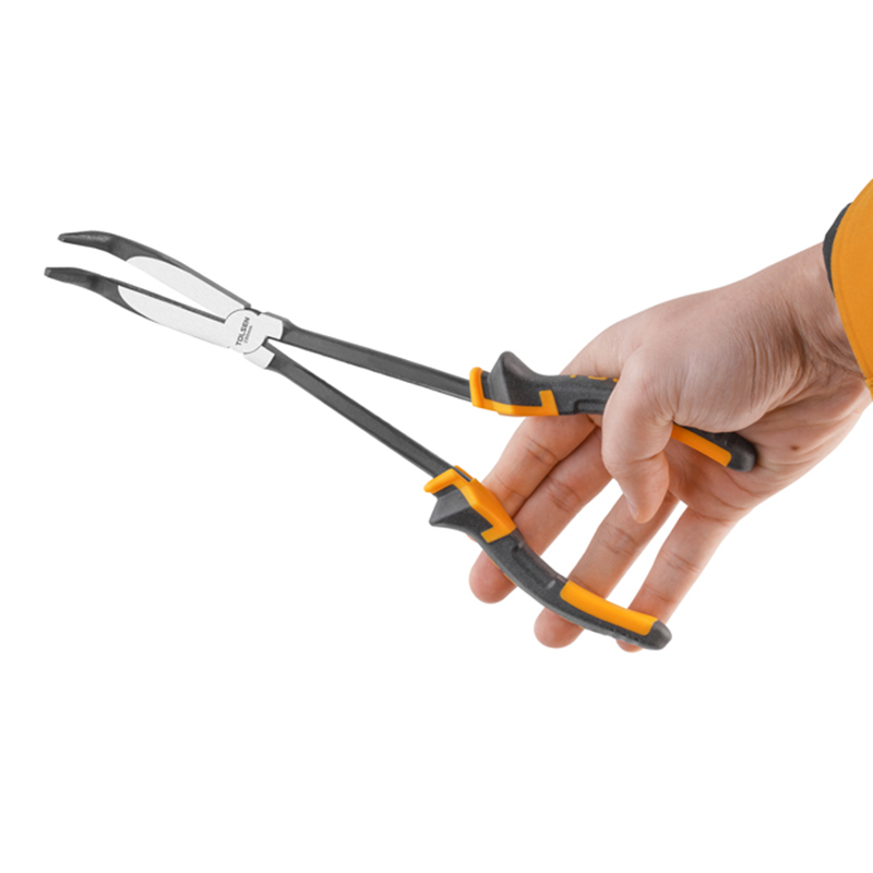 90-Degree Long Reach Pliers with serrated jaws and comfortable handle