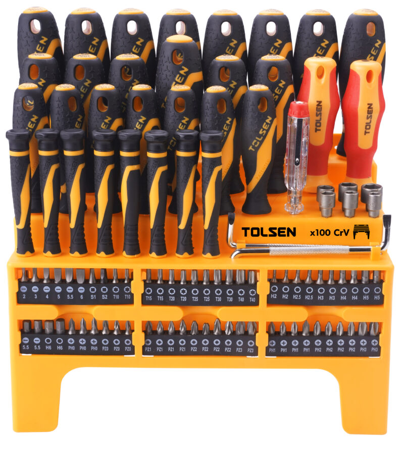 100PCS Screwdriver Set TOL20185 - Complete Toolkit with Display Stand
